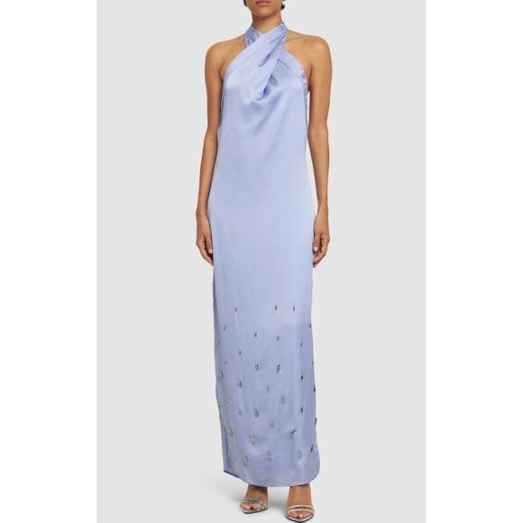 Baobab Collection Dresses & Skirts - Baobab Dress Small Amorino Studded Lilac Blue Satin Halter Neck Summer Resort